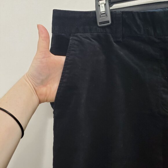 Lands' End Y2K Black Stretch Velour Velvet Casual Bootcut Leg Pants Fit 2 Sz 12 - Picture 2 of 7